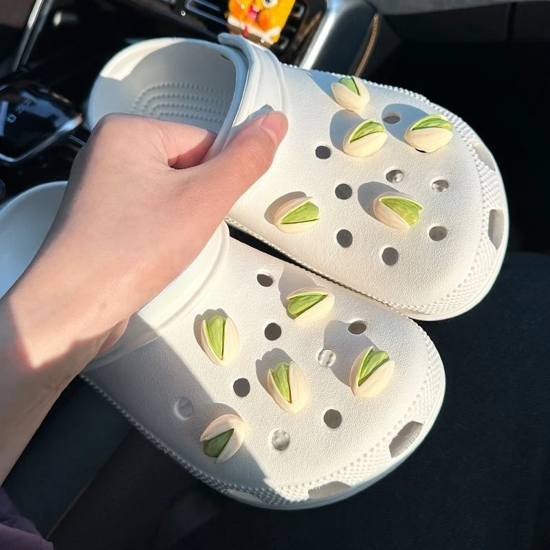 10pcs Pistachio Series Funny Shoe Accessories Ins Popular Charms for Hole Lovely Adornment for Clogs Sandals Kids Boy Girl Gifts