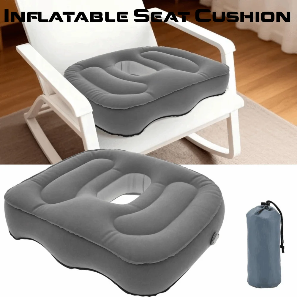 Portable Inflatable Seat Cushion Perforated Design High Elasticity Office Cushion Air Cushion Chair Pad Office Travel Use