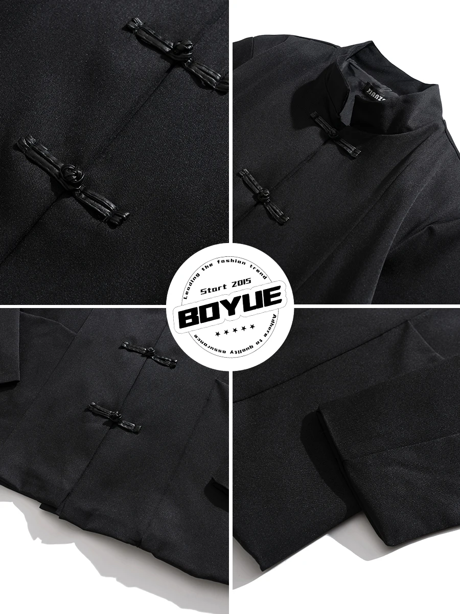 

Boyue новый китайский мужской костюм с воротником-стойкой, этнический художественный весенне-осенний пальто Zhongan большого размера, модная верхняя одежда