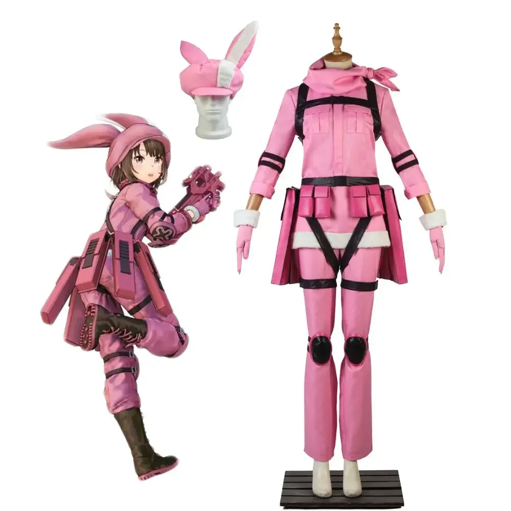 

Sword Art Online GGO LLENN Cosplay Costume SAO Kohiruimaki Karen Pink Uniform Cosplay Custom Made