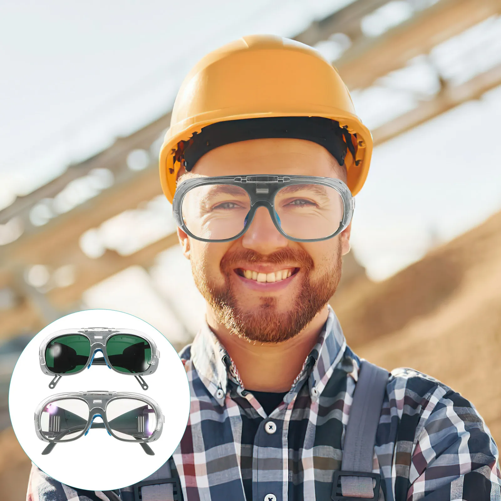 2Pcs Welding Safety Goggles Double-Layer Tinted Lens Heavy-Duty Protective Eyewear for Electric Welding Argon Shielded Cutting