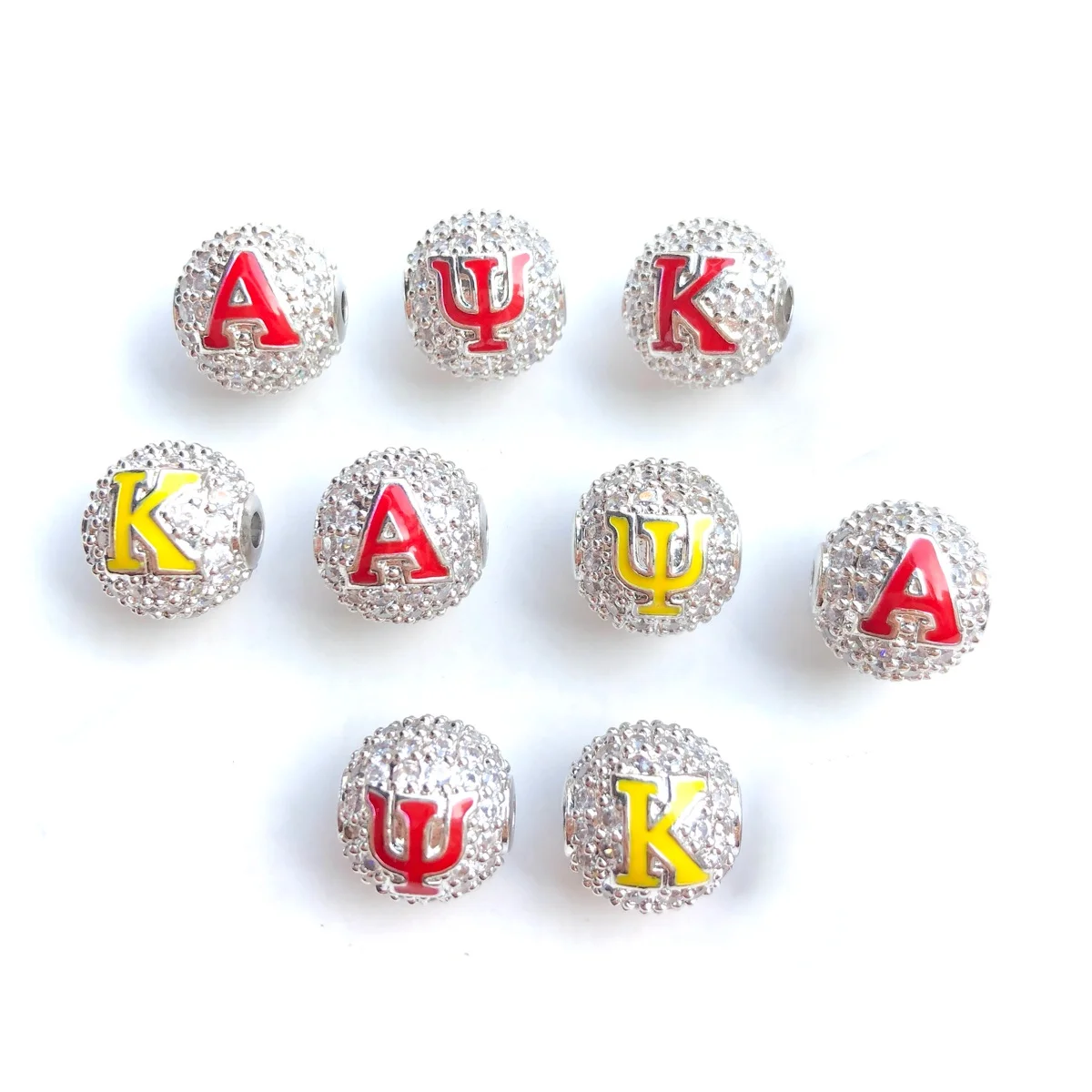 9pcs/lot 10mm Enamel Greek Letters 