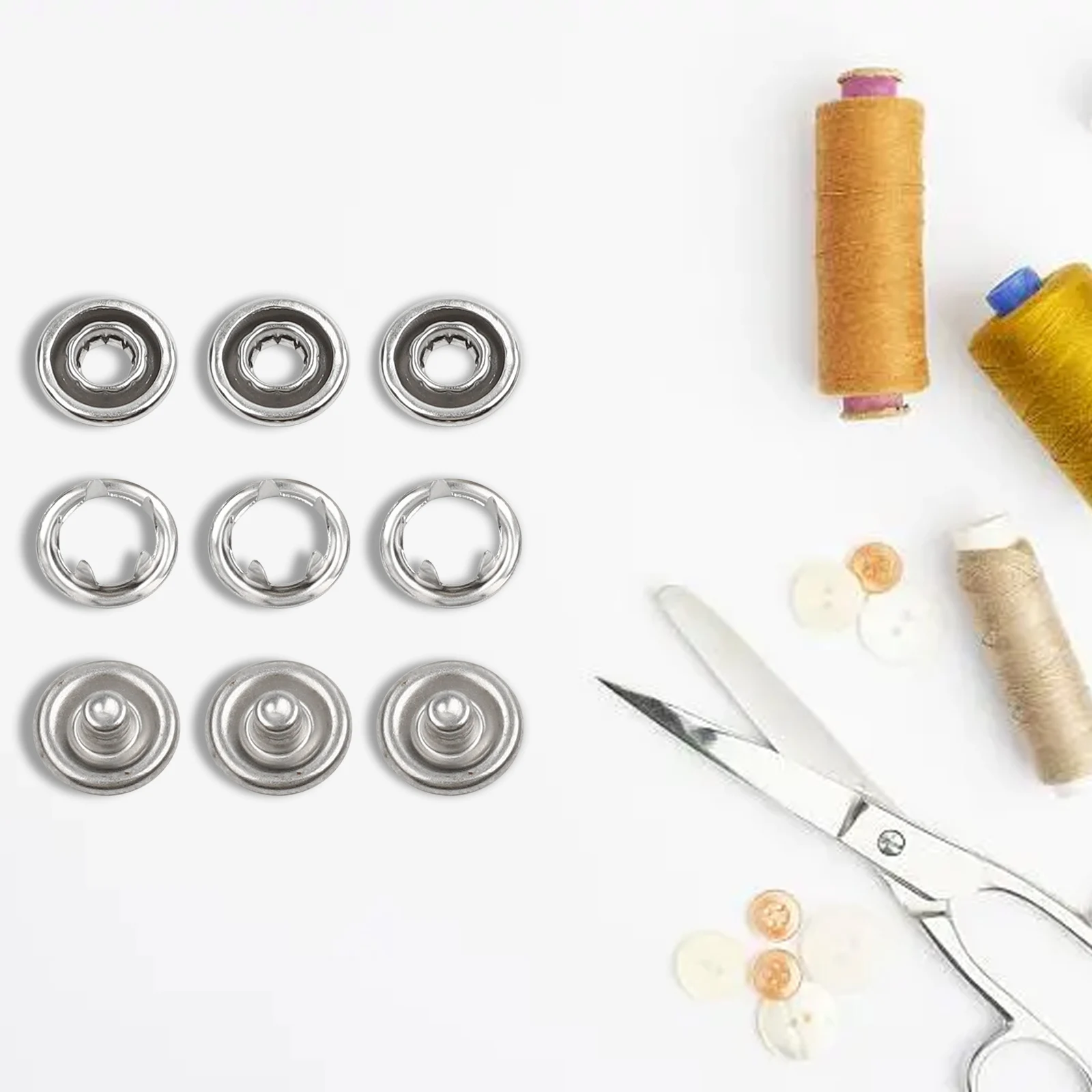 Nuevo práctico botón de costura ojal 9,5mm de diámetro para bricolaje hecho a mano para instalar ropa Metal para camisas mochilas sombreros
