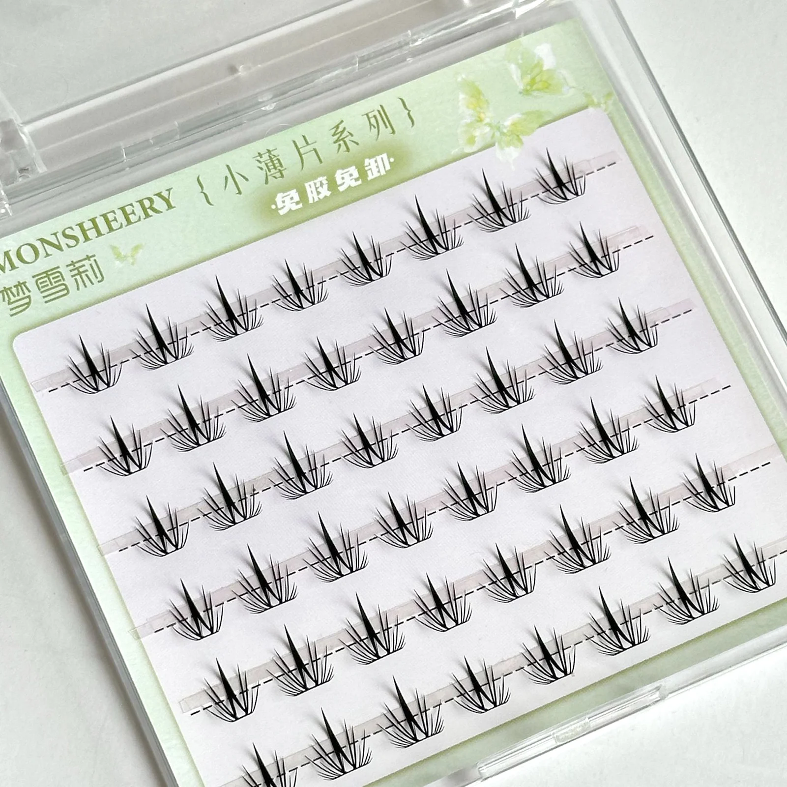 6 Rows Ultra Thin False Eyelashes No Glue Black C Curl 9-13mm Korean Style False Eyelashes for Women Natural Look Makeup Tools