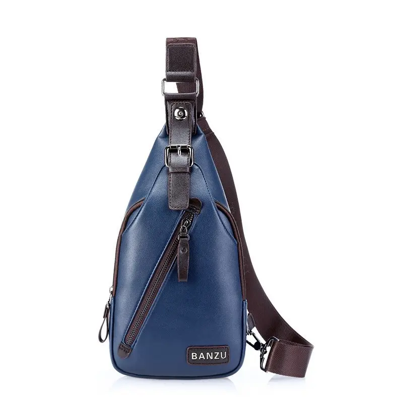 

High Quality PU Leather Men's Chest Bag Sports Sling Bag Luxury Male Shoulder Messenger Bag Fashion Travel Small Crossbody Bag