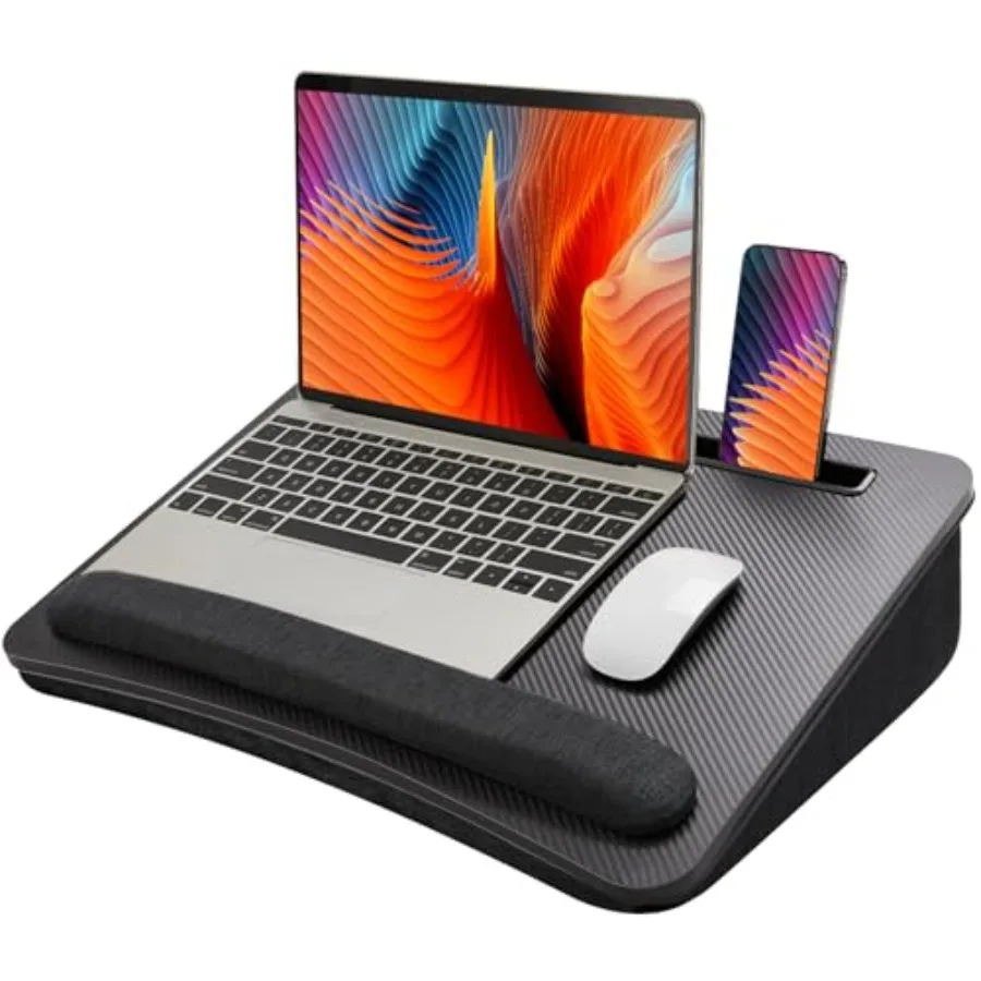

Laptop Lap Desk - Portable Lap Desk with Pillow Cushion, Fits up to 17 inch Laptop, with Anti-Slip Strip and Storage Function f