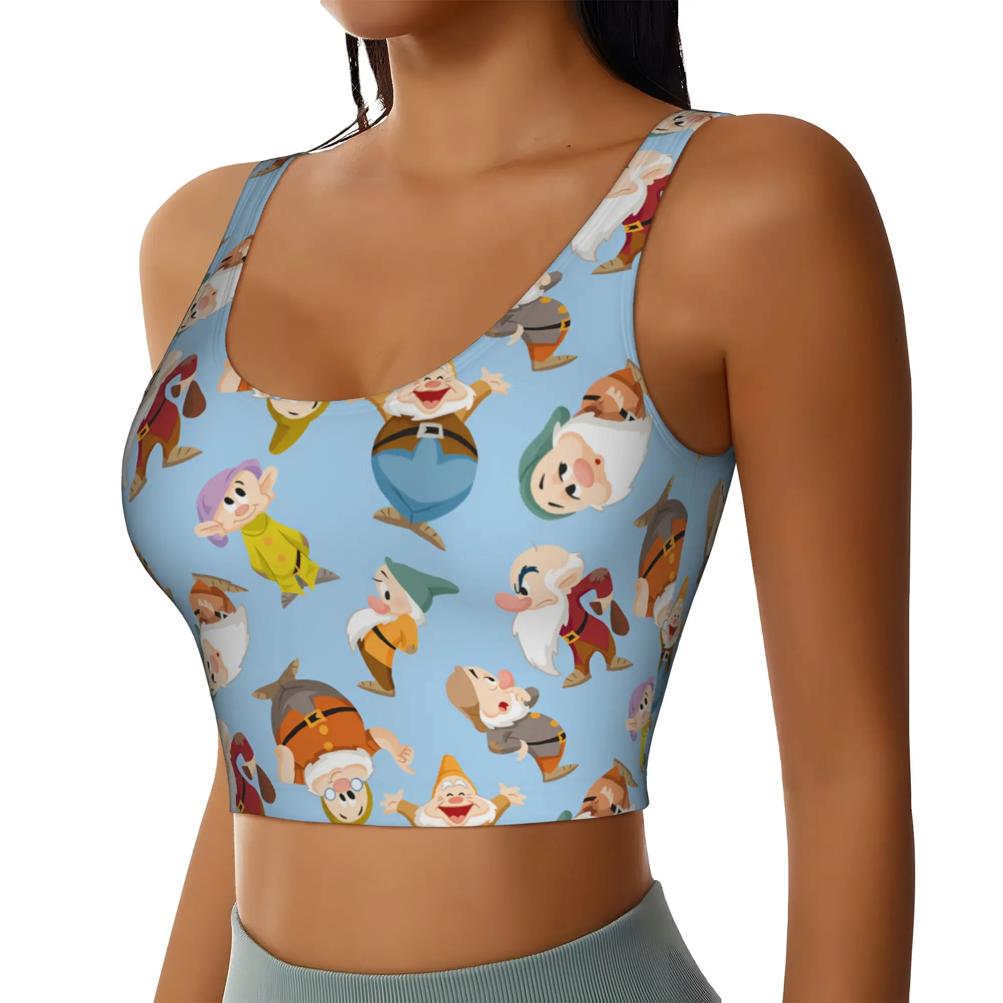 Custom Seven Dwarfs Workout Crop Tank Tops Women Anime Manga Running Sports Bras