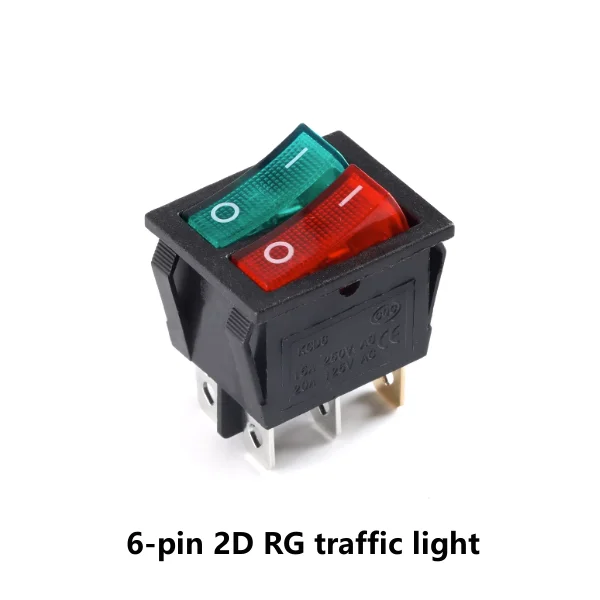 KCD6 KCD8 Boat Rocker Switch Dual Lamp Duplex Power Switch 16A 250V 20A 125V 4pin 6pin 2-speed 3-speed Black Red Green with LED