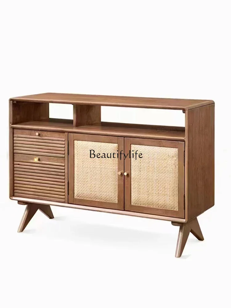 

Living room household tea cabinet imitation rattan storage locker