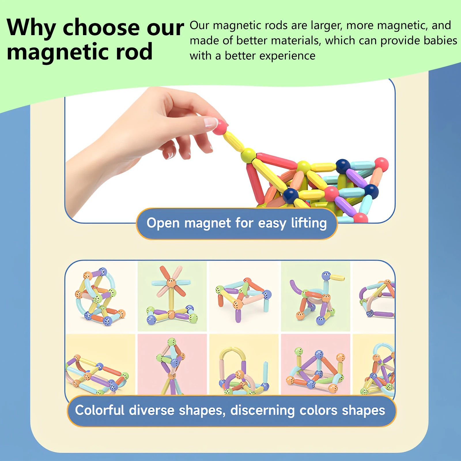 Montessori Educational Toys Magnetic Building Blocks Set Constructor Block Toys for Kids Magnet Stick Rod For Children Boy Girl