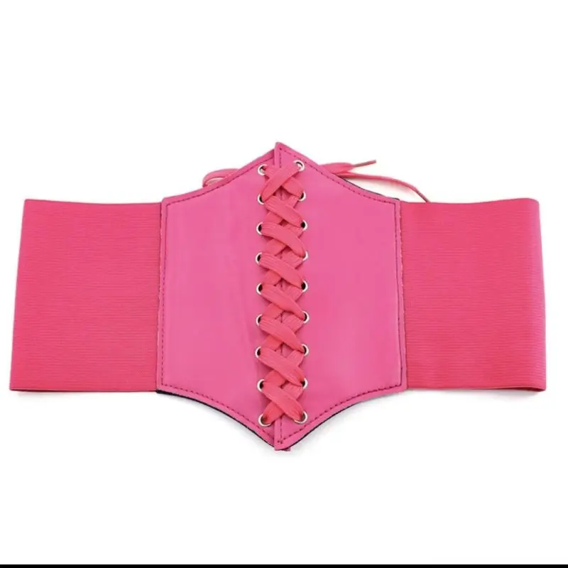 Cintura in pelle scamosciata stile gotico scuro retrò giapponese da donna, cravatta in vita larga, elastico in vita che dimagrisce con gonna esterna