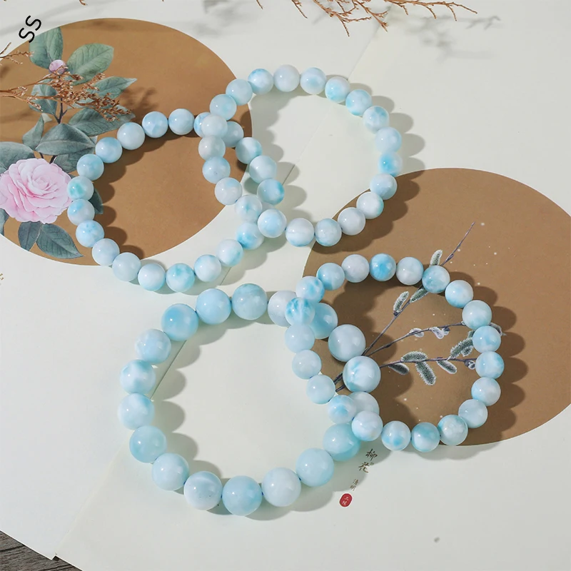 Quality High End Jewelry Hand Strand Accessories Natural Larimar Crystal Bracelet for Women's Charms Wrist Decoration Luxury