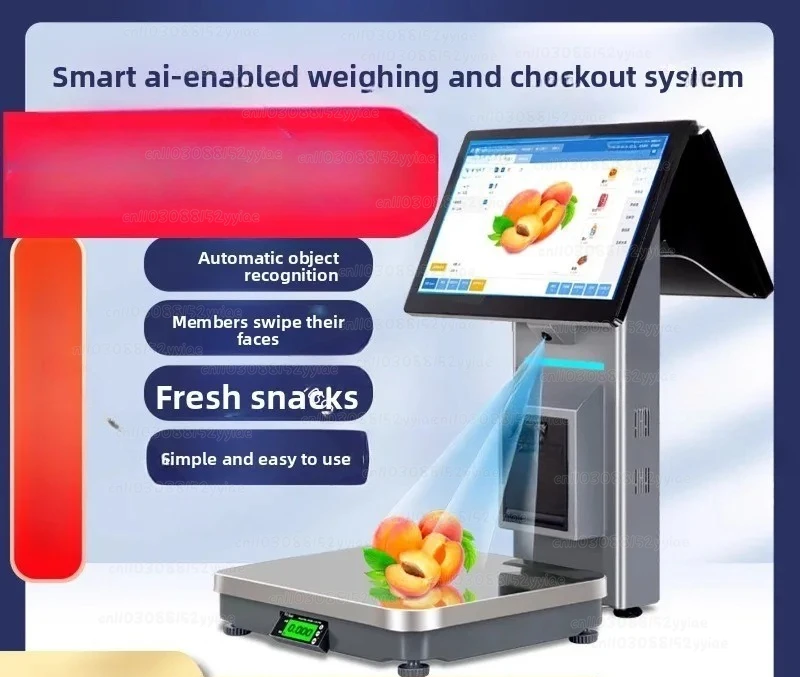 Touchscreen Dual-screen Large-scale Electronic Scale, Cooked Food Convenience Store, Fruit Store, Weighing Payment Machine