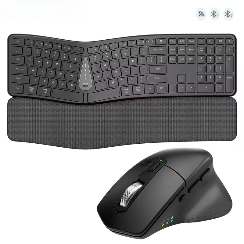 

Bluetooth/2.4G Ergo Split Keyboard with Palm Rest,Full Size Rechargeable Keyboard Mouse Ergonomic Keyboard Mouse Wireless Combo,