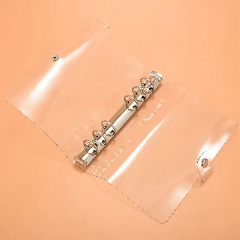 6リングの透明なPVCバインダーカバー,詰め替え可能なノートブックプロテクター,ルーズリーフプランナーの保護,マルチカラー,2個