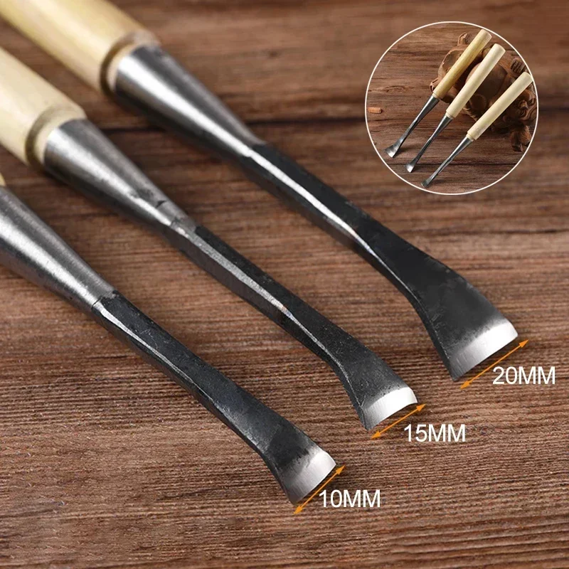 10/15/20mm Hand Chisel Professional Woodworking Carving Wooden Spoon Making Hand Tools DIY Warping Head Carving Knife