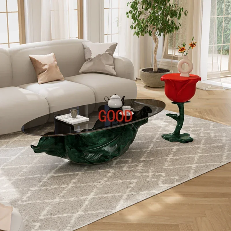 Red rose corner few living room sofa light luxury high-end creative small coffee table