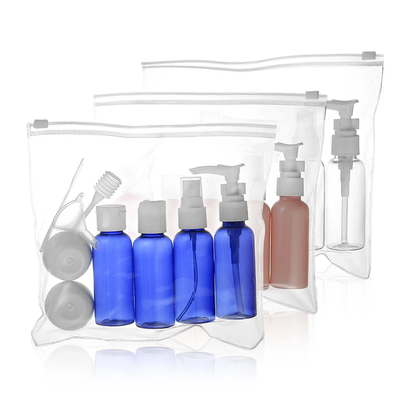 10pc/set  Portable Travel Cosmetic Bottle Kit Personal Care Makeup Container Bottles By Plane Spray Lotion Cream Pump Container