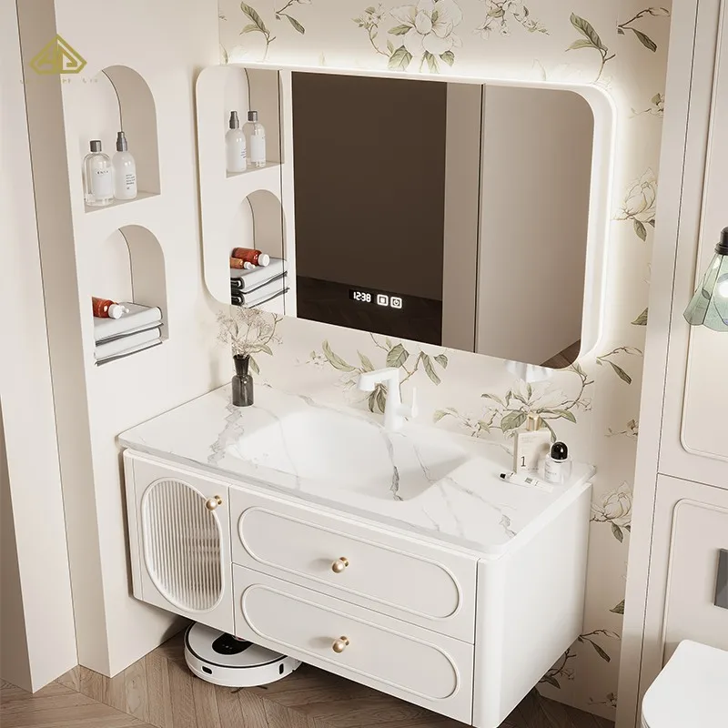 China-Made Modern Design Luxury Hotel 12 20 42 70 Inch Floating Wall Mounted Bathroom Vanity Cabinet Set With Sink Mirror