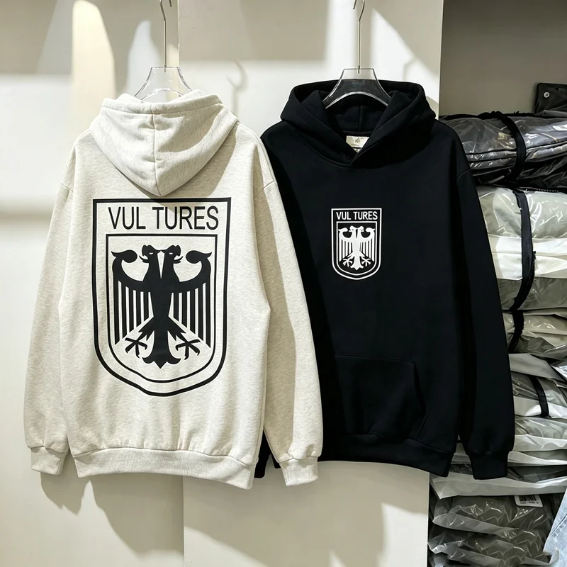 Толстовка YZY Kanye West Vultures из флиса с принтом двуглавого орла и щита, свободные пуловеры для мужчин и женщин на зиму и осень