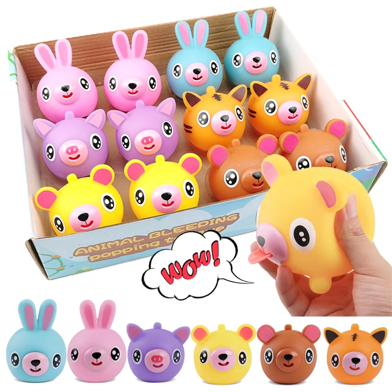 Talking Animal Pinch Ball Baby Squeeze Toys Tongue Out Stress Relief Toy dla dzieci i dorosłych Miękkie gumowe zwierzęce piłki wentylacyjne Fidget Toy