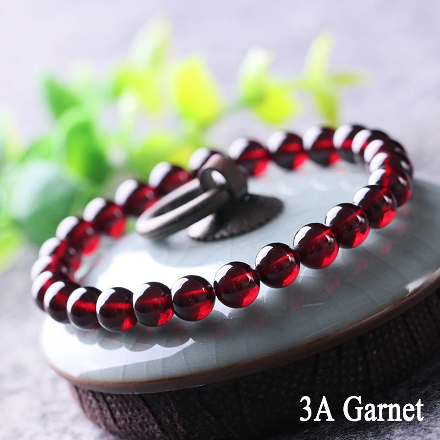 Natural 5A Garnet Stone Femme Real Wine Red Bead Charm Bracelet Women Lucky Energy Healing Jewelry Valentine's Day Gift Bangle