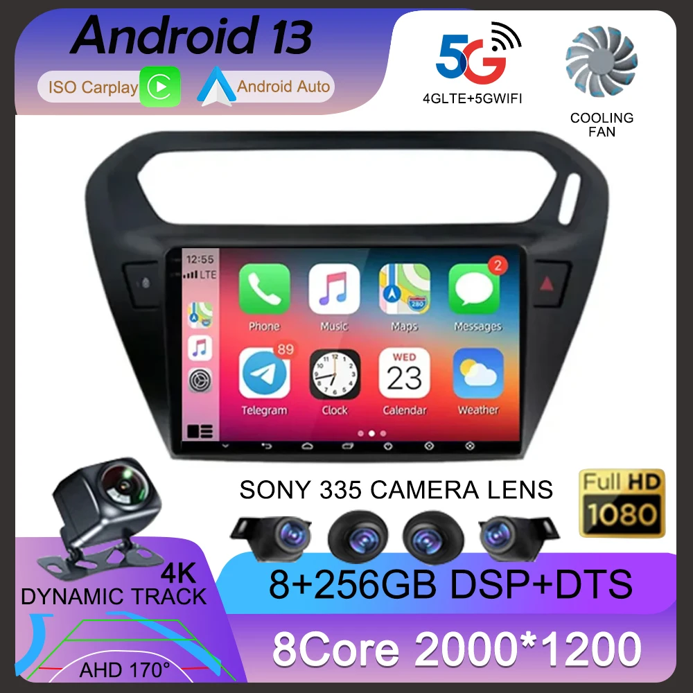 

For Peugeot 301 Citroen Elysee 2013 - 2018 Android 13 Auto Car Radio Autoradio Multimedia Player Stereo Carplay 2din Audio