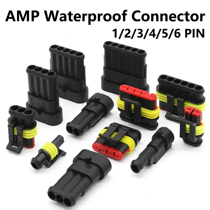 20/50/100Sets 1.5 Series 1/2/3/4/5/6 Pin Waterproof  AMP Automobile Connectors Super Seal Electrical Wire Connector PA66 Nylon