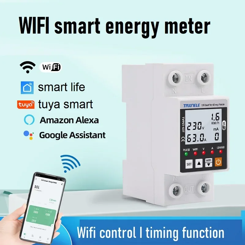 

Tuya Intelligent Reclosing WIFI Circuit Breaker Remote Switch Metering Electricity Leakage Overvoltage and Undervoltage Timer