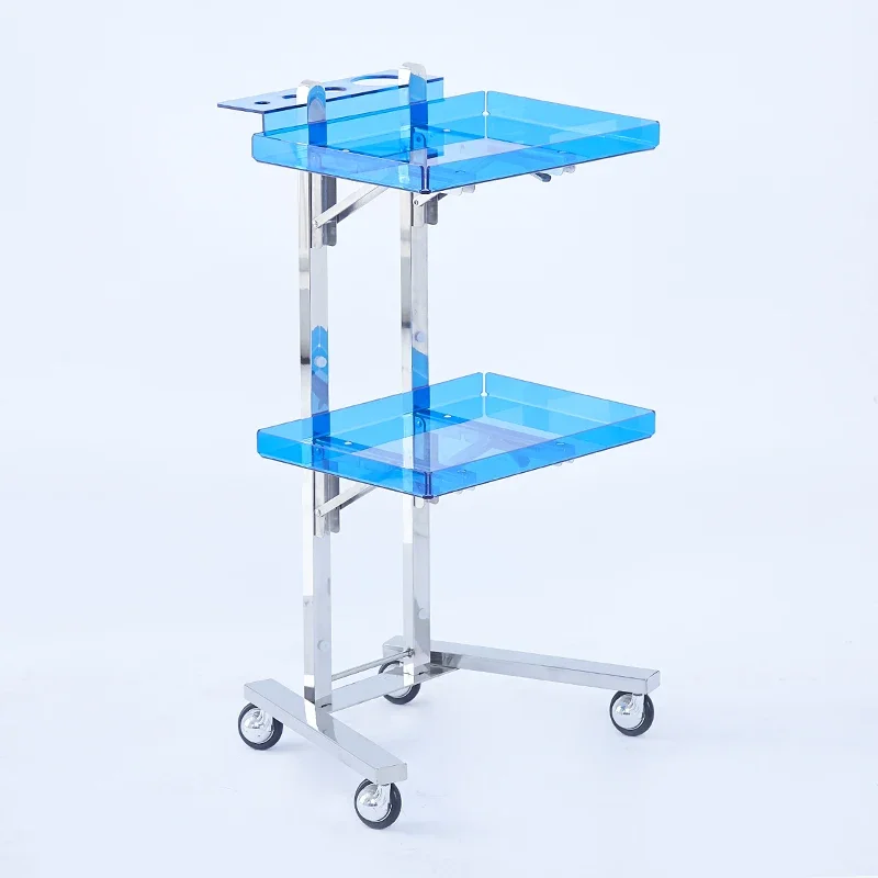 Beauty Salon  Acrylic Tray Stainless Steel Frame Trolley Simplicity Home Furniture Foldable Salon Trolley Easy To Clean