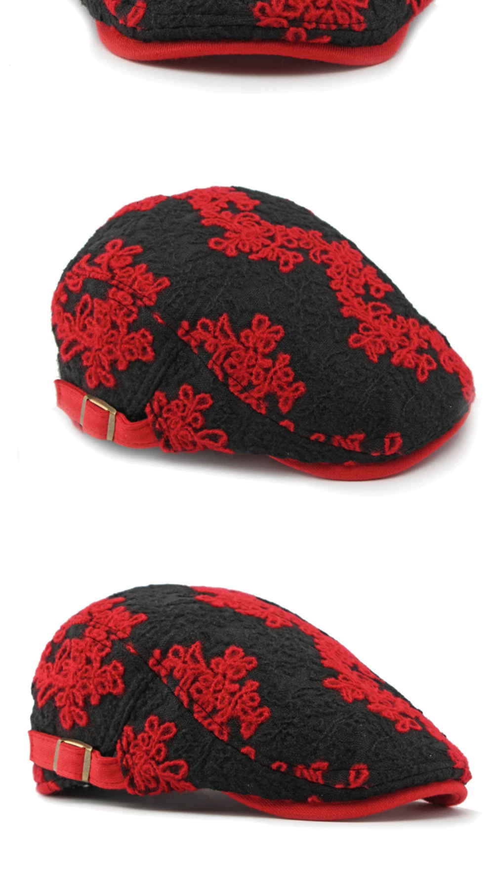 HT4609 Baskenmützen für Männer und Frauen Vintage Blumenmuster Künstler Maler Baskenmütze Unisex Verstellbare Ivy Flachmütze Herbst Winter Strick-Baskenmütze – Detail 8