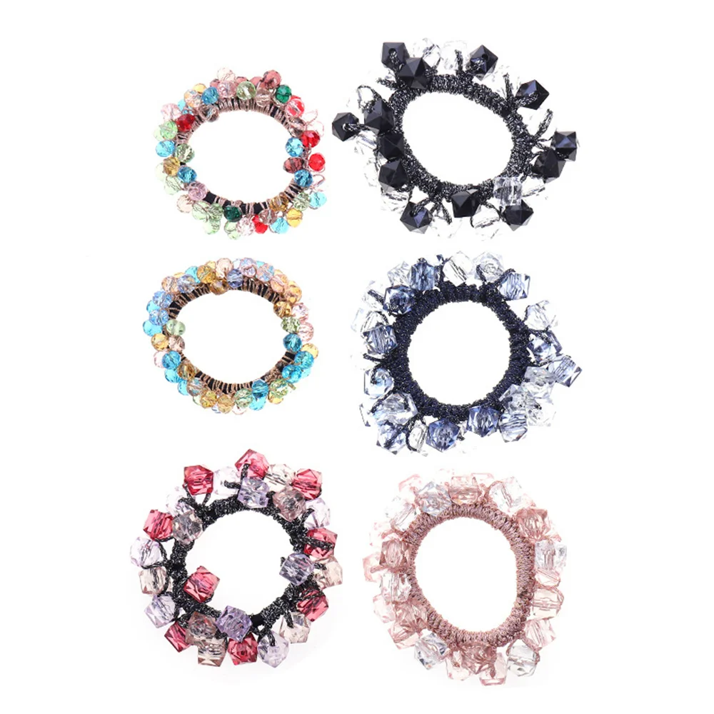 Korean Pearl Beaded Hair Ties Scrunchies Crystal Elastic Hairband Ponytail Holders Women Hair Rope Rubber Gum Hair Accessories