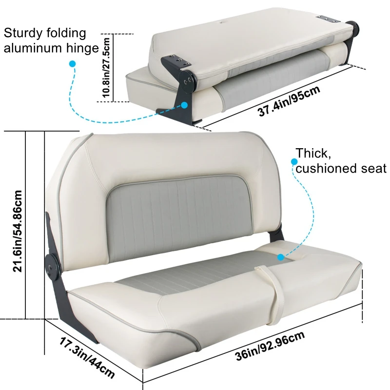 Two-Person Leather Pilot Seat: Waterproof, UV-Resistant, and Stain-Resistant Seats for Yachts and Speedboats