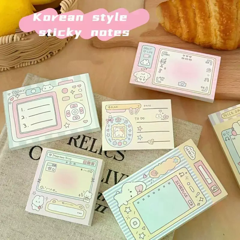 100Sheets/Book Cute Cartoon Non Adhesive Memo Book INS Style Tearable Non Sticky Message Notebook Handwritten Notes Notepad