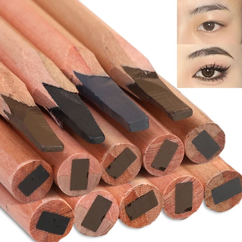 Microblading lápis de sobrancelha de madeira à prova de manchas usar delineador de longa duração natural macio suave sobrancelhas tatuagem caneta ferramentas de maquiagem