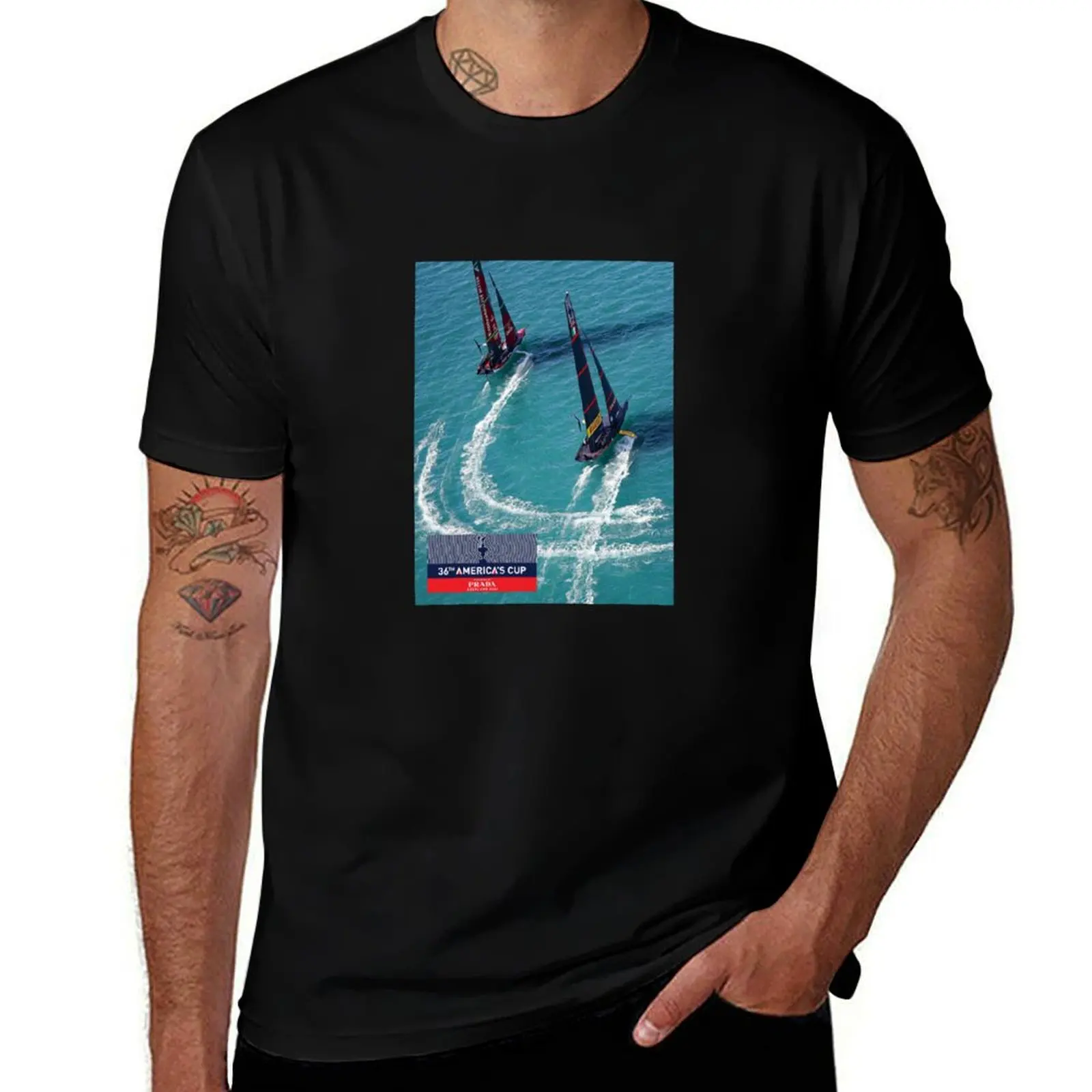 

America's Cup 36 Poster T-Shirt Large Size Short Sleeve T-Shirt