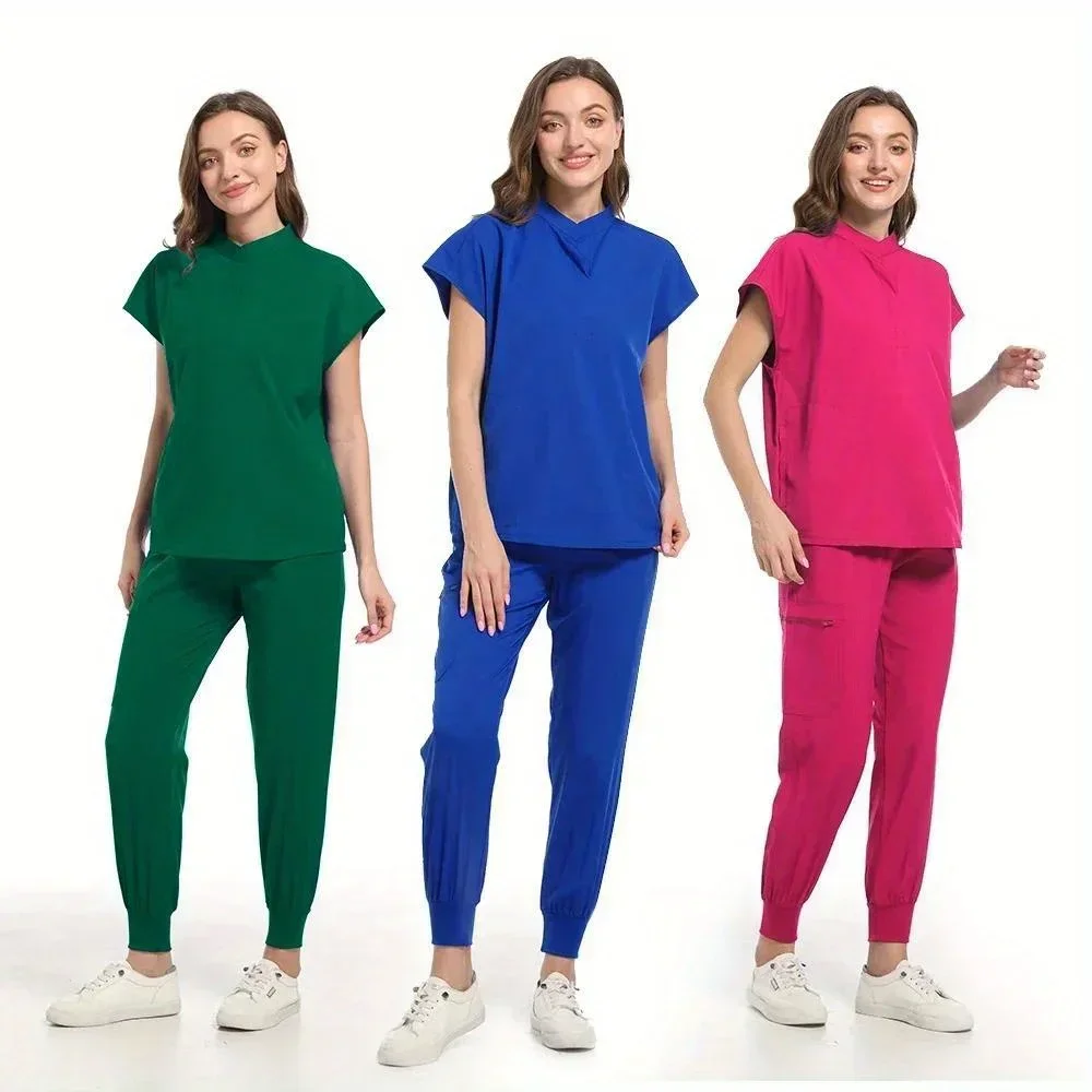 Women Scrubs Sets Polychrome Uniform Hospital Working Scrub Suits Nurse Suit Lab Workwear