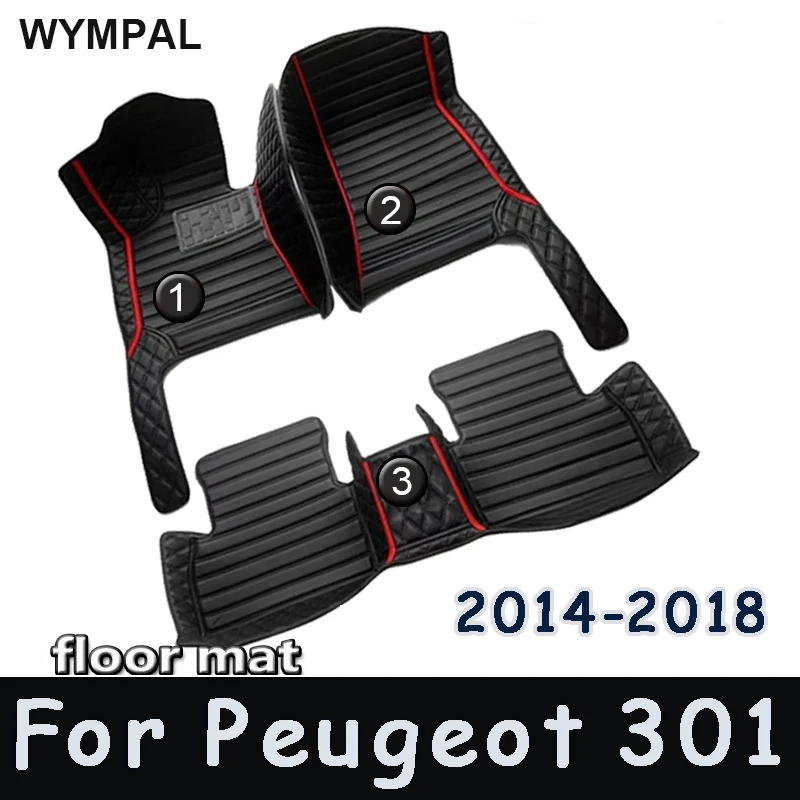 

Автомобильные коврики для Peugeot 301 2014 2015 2016 2017 2018, изготовленные на заказ автомобильные подушечки для ног, автомобильный ковер, внутренние автомобильные аксессуары
