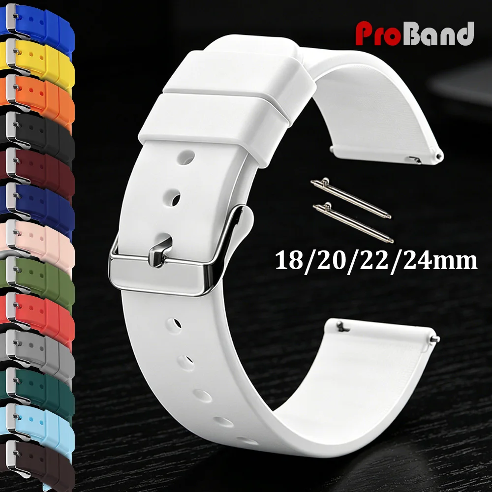 

18 20 22mm 24mm Tropic Rubber White Yellow Orange Watch Straps Waterproof Silicone Watch Band Quick Release Women Men Bracelets