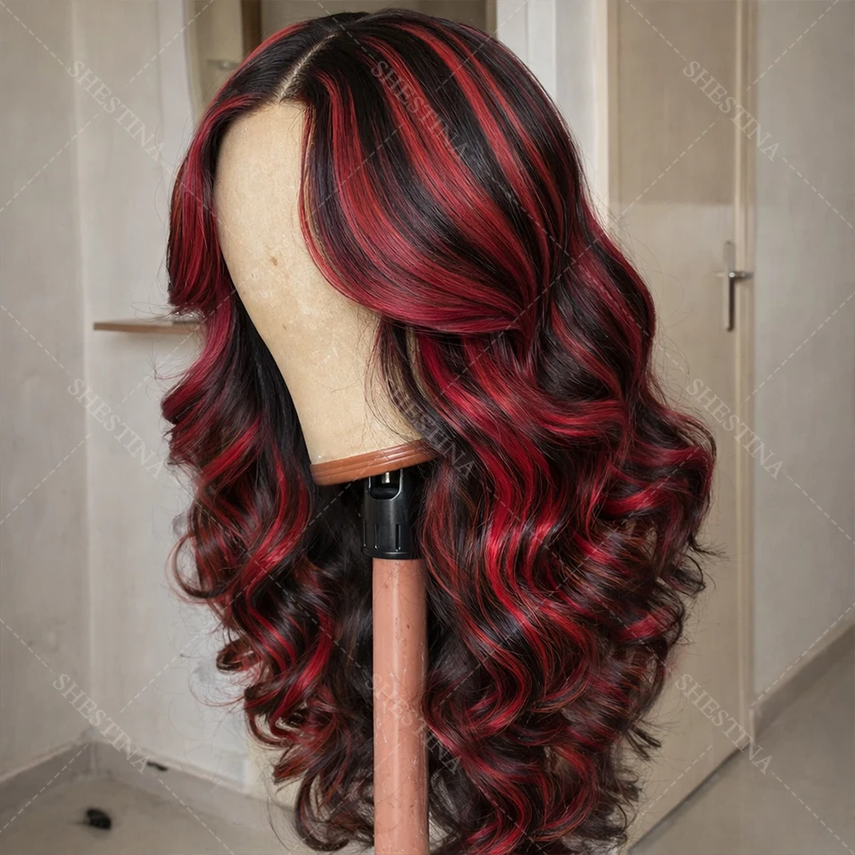 

1B 99J Burgundy Highlight Wig Human Hair 13x4 Body Wave Lace Front Wigs For Woman Brazlian Red Colored Pre Cut 5x5 Glueless Wigs