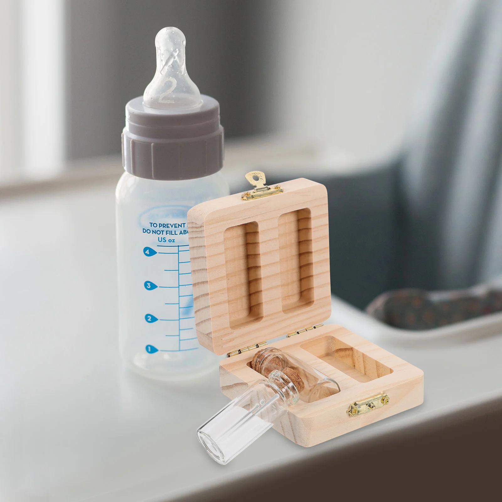 Baby Umbilical Cord Storage Hair Keepsake Lanugo Preservation Bottles for Newborn Babies Fetal Wooden