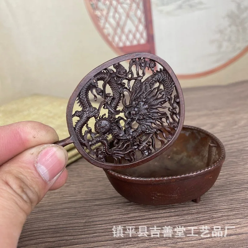 Dragon-patterned fan-shaped incense burner, living room coffee table, TV cabinet, antique display shelf, decorative crafts
