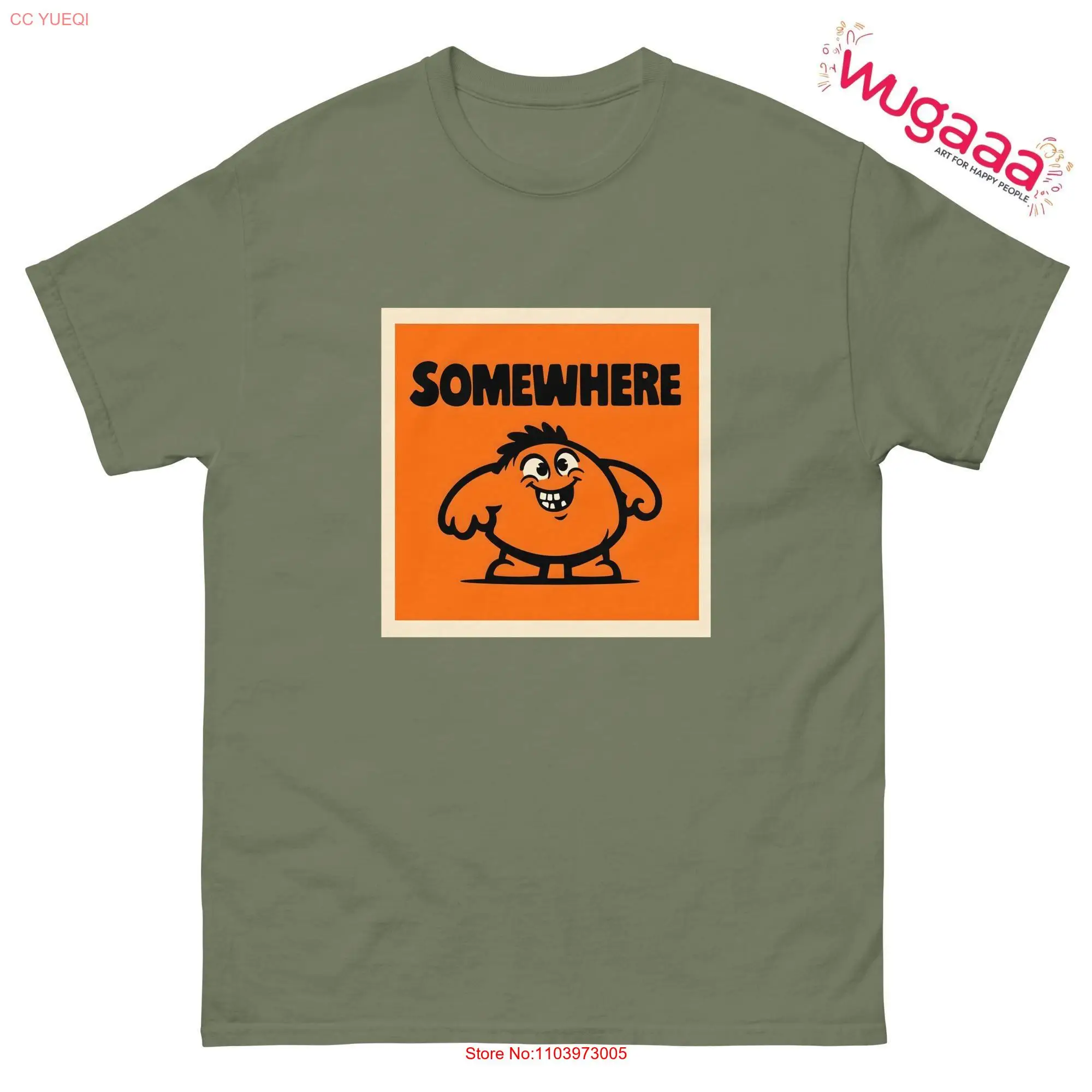 Забавная футболка Somewhere, милый персонаж мультфильма, причудливая улыбка, позитивная атмосфера, одежда, юмористическая повседневная одежда