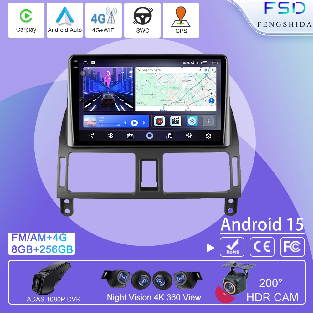 

Android Auto Multimedia Stereo For Toyota Avensis T250 2003 -200 Wireless Carplay Car Radio Video Player Navigation GPS 4G WIFI