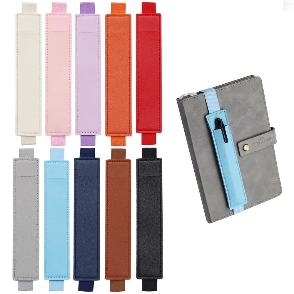 1 unidade de Suporte Elástico de Couro PU para Caderno, com Alça Ajustável para Caneta e Lápis, para Fichário de Caderno