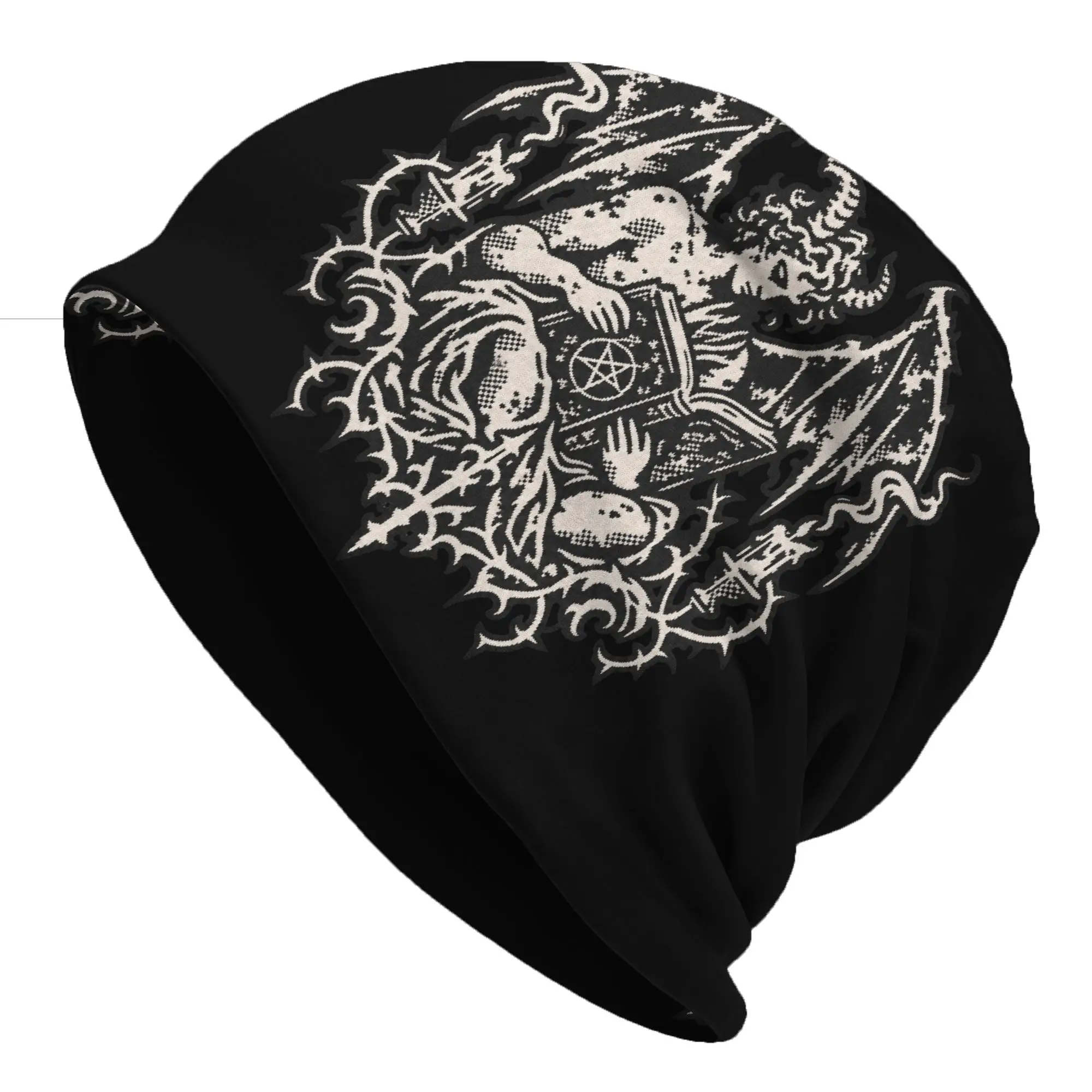 Demon Reading Ancient Book Print Hat Fashion Caps Men Women  Skullies Beanies Ski Caps Soft Bonnet Hats