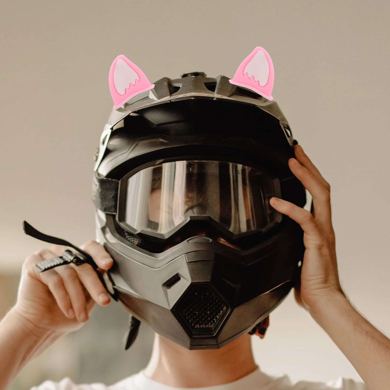 

1 Pair Cute Fox Ears Decoration Accessory Motorcycle Parts Universal Cartoon Bike Ski Ornament Sticker For Women