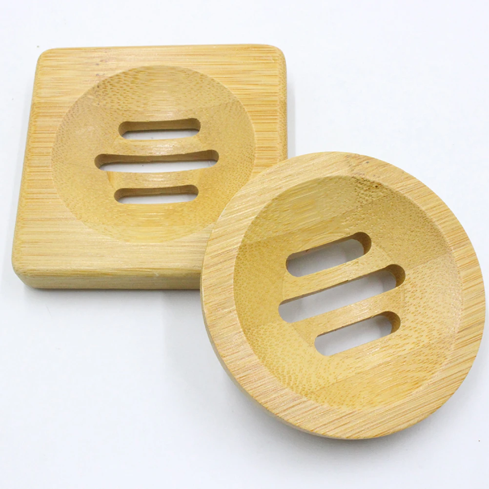 

2 Pcs Wooden Soap Dish Holder Wall Bar Suction Cup Bathroom Box Leaves Stand Drain Accessories