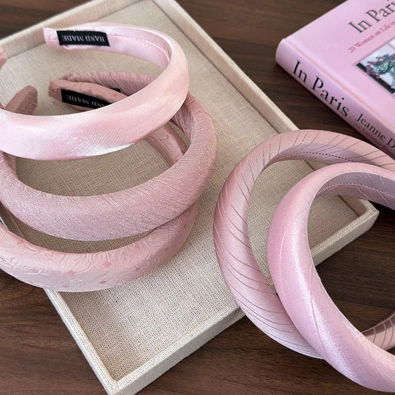 Sweet Shiny Pink Sponge Headband for Woman Girls Fashion Temperament Hair Hoop Wash Face Hair Band Female Party Hair Accessories