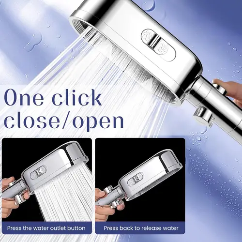 Imagen 2 del producto Potente cabezal de ducha de 3 modos, antiobstrucción y fácil de limpiar, cabezal de ducha anticalco, cabezal de ducha de baño Flexible de mano